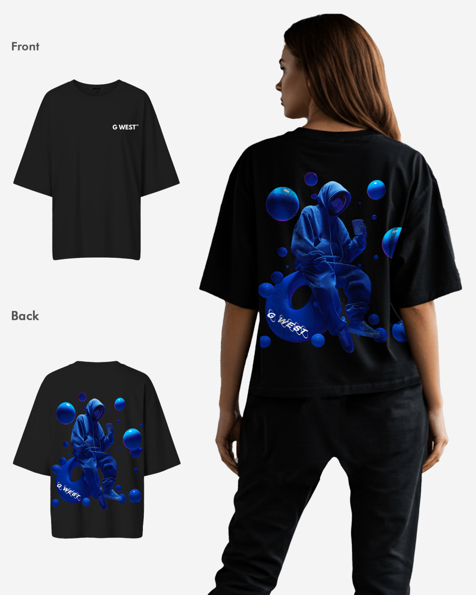 G West Womens Oversized Blue Man Tee