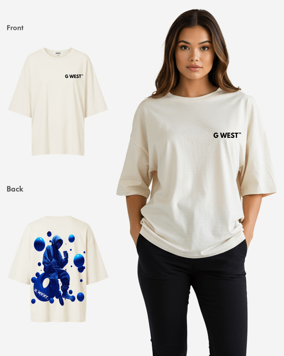 G West Womens Oversized Blue Man Tee