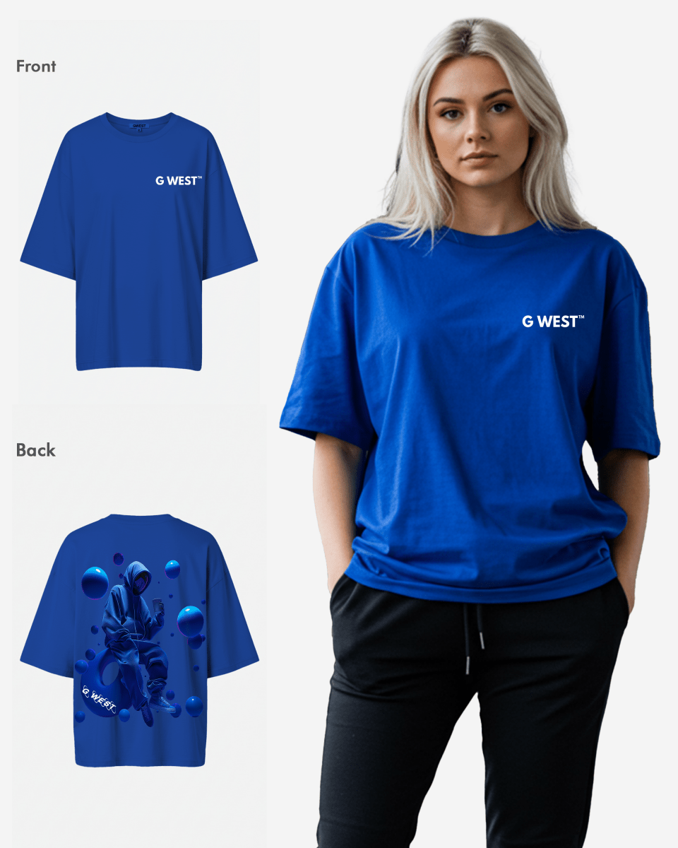 G West Womens Oversized Blue Man Tee