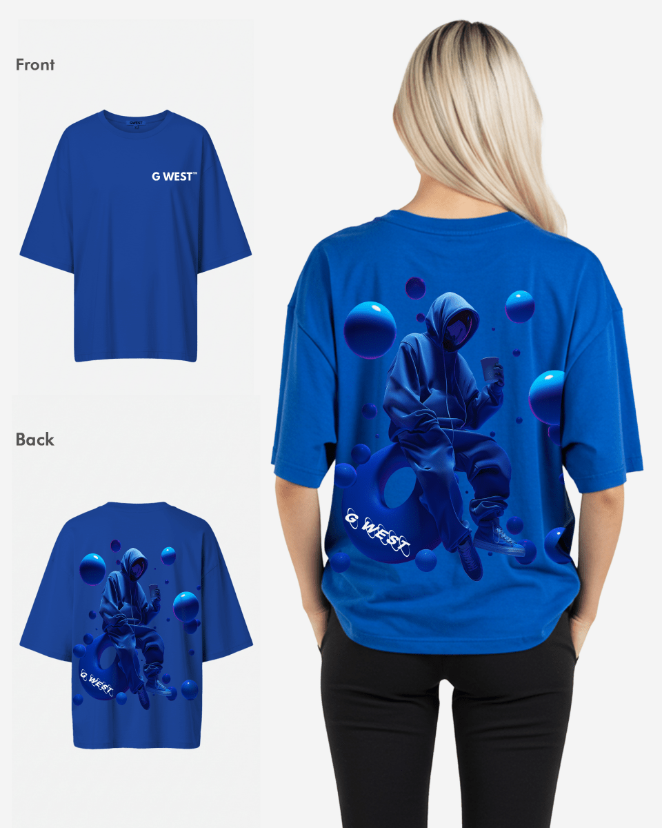 G West Womens Oversized Blue Man Tee