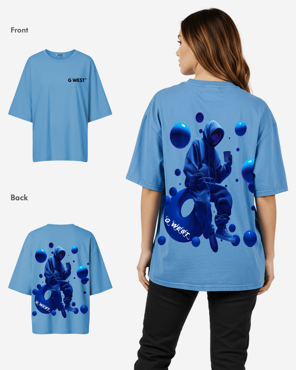 G West Womens Oversized Blue Man Tee