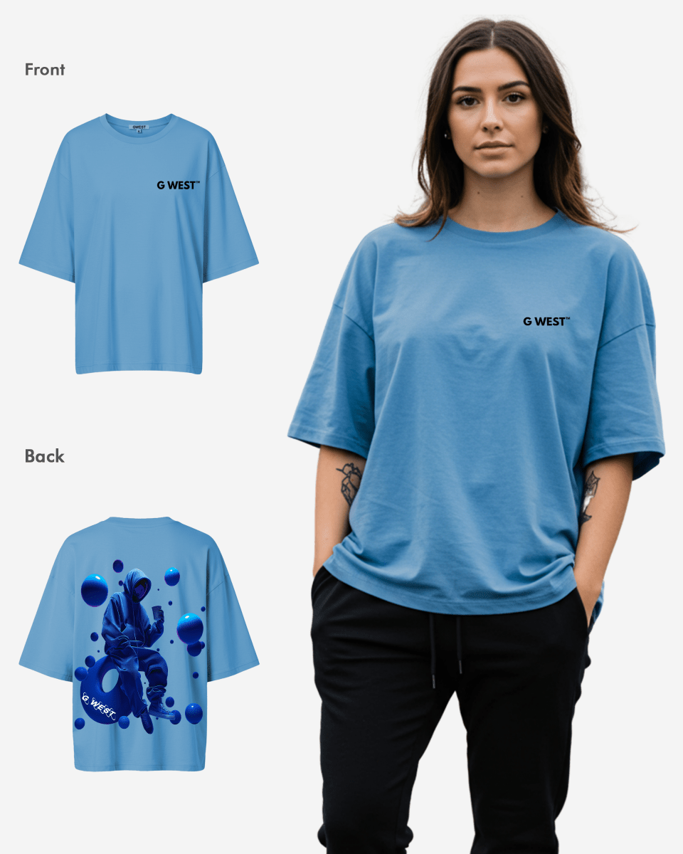 G West Womens Oversized Blue Man Tee