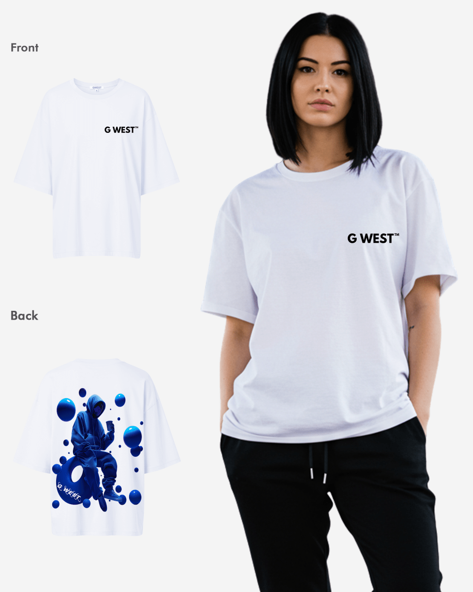 G West Womens Oversized Blue Man Tee