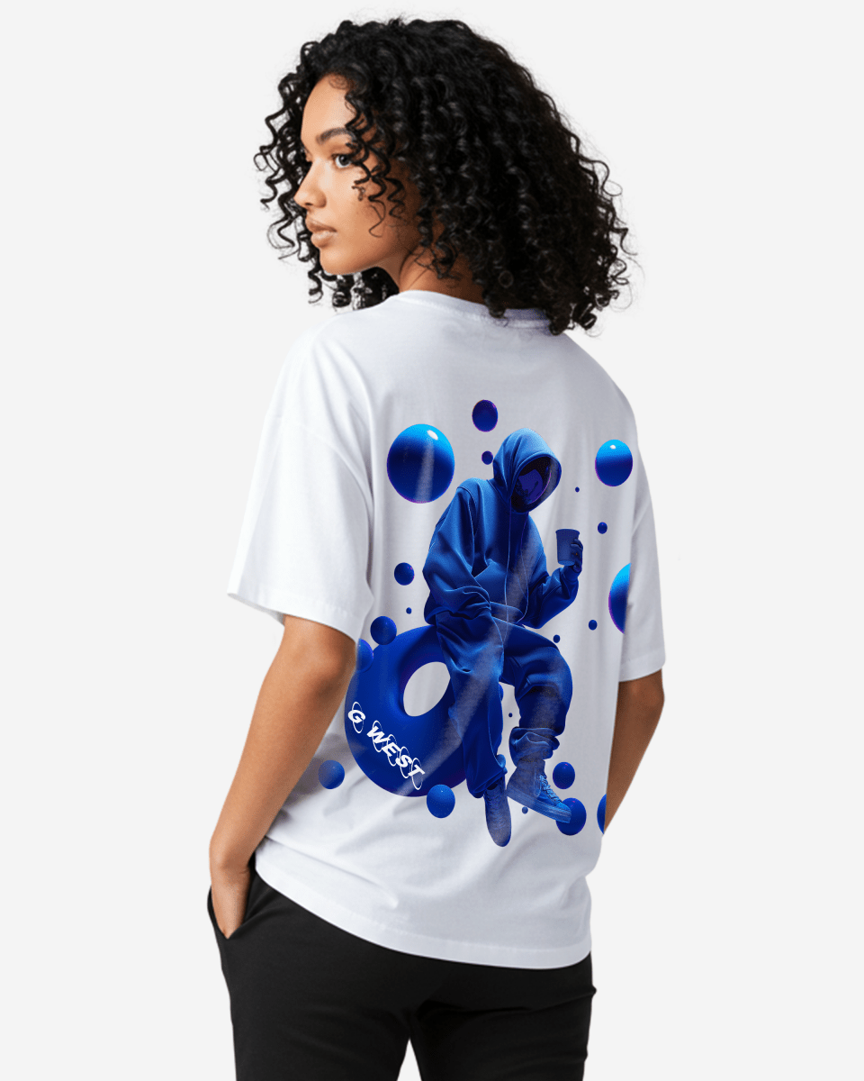 G West Womens Oversized Blue Man Tee