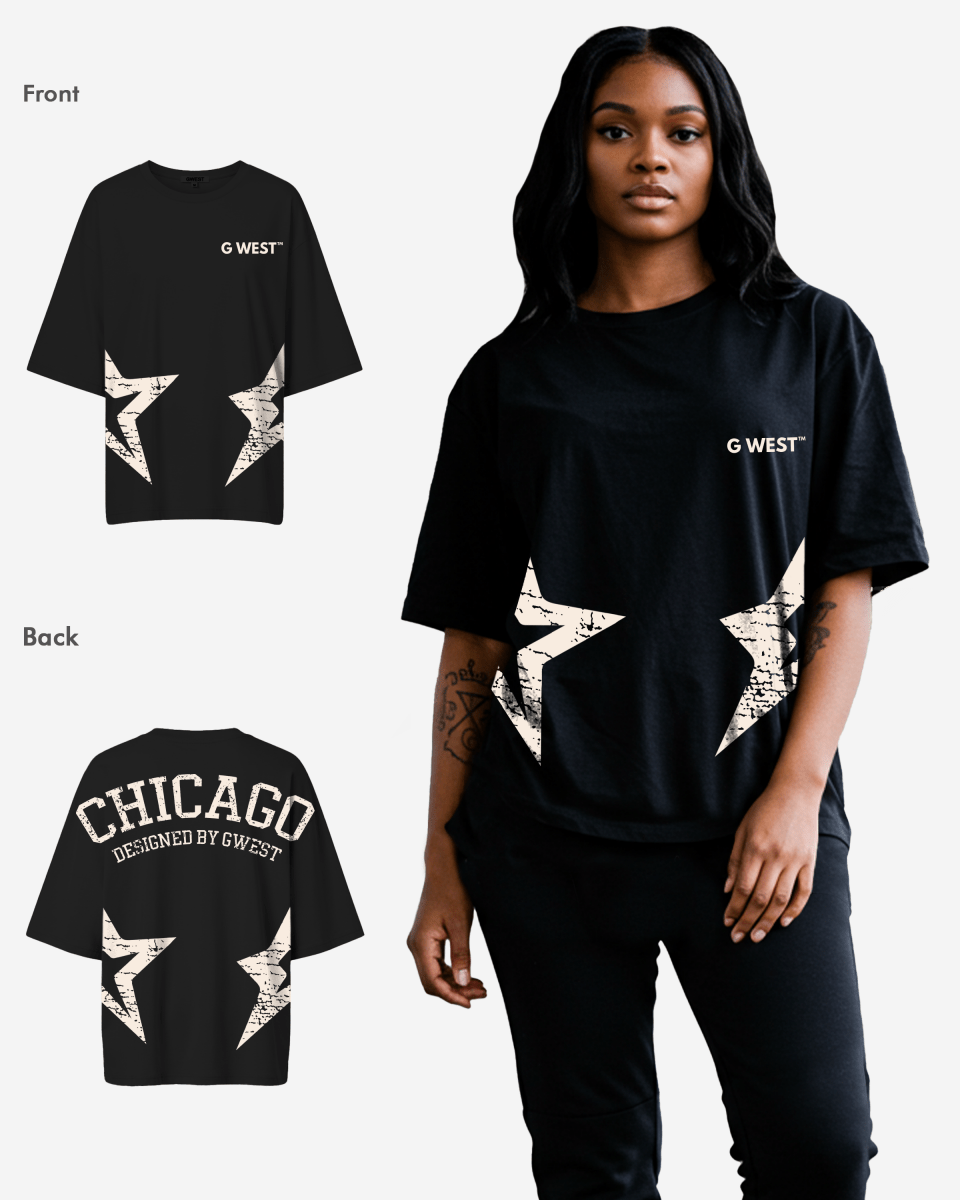 G West Womens Oversized Chicago Arch Logo Tee