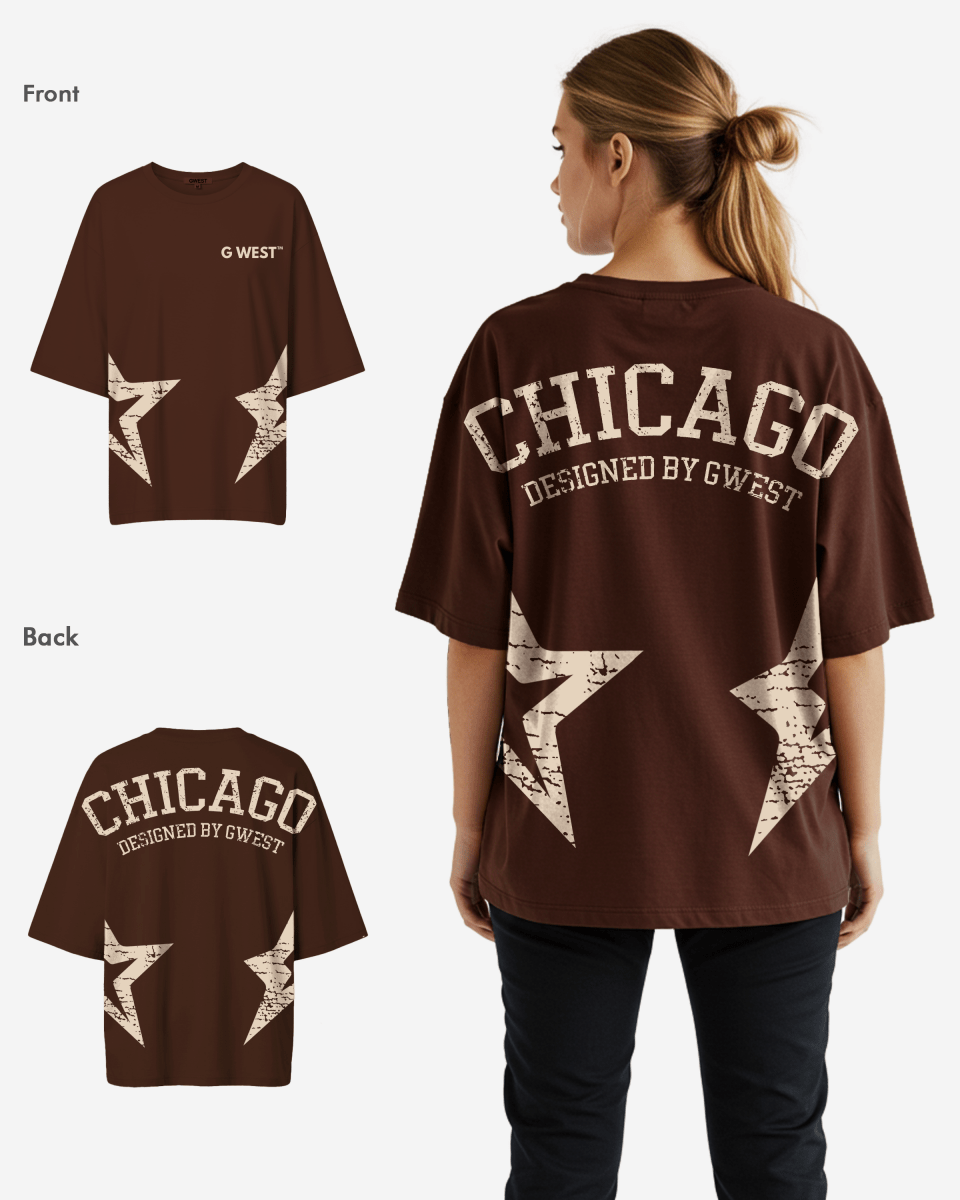 G West Womens Oversized Chicago Arch Logo Tee
