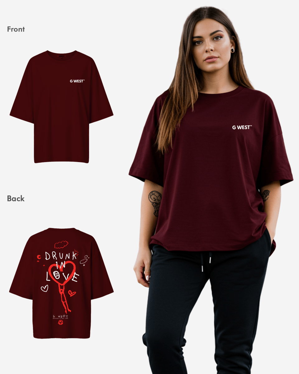 G West Womens Oversized Drunk In Love Tee