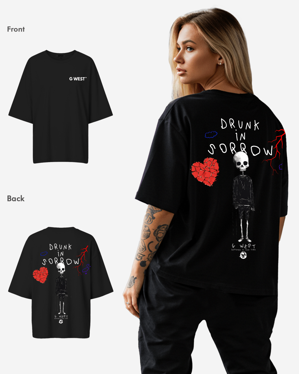 G West Womens Oversized Drunk In Sorrow Tee