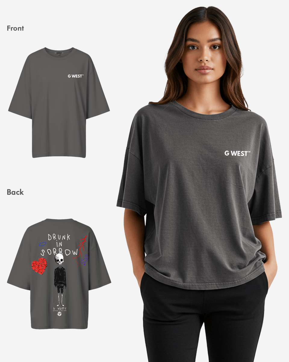 G West Womens Oversized Drunk In Sorrow Tee