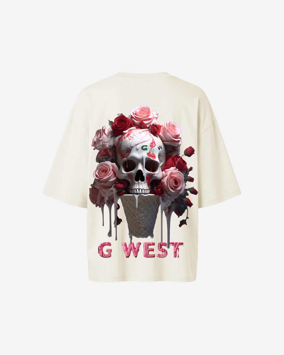 G West Womens Oversized Ice Cream Skull Tee