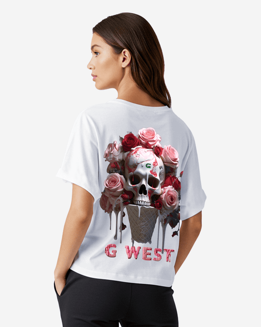 G West Womens Oversized Ice Cream Skull Tee