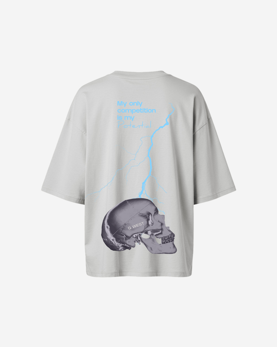 G West Womens Oversized Lighting Skull Tee