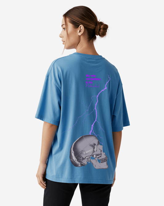 G West Womens Oversized Lighting Skull Tee