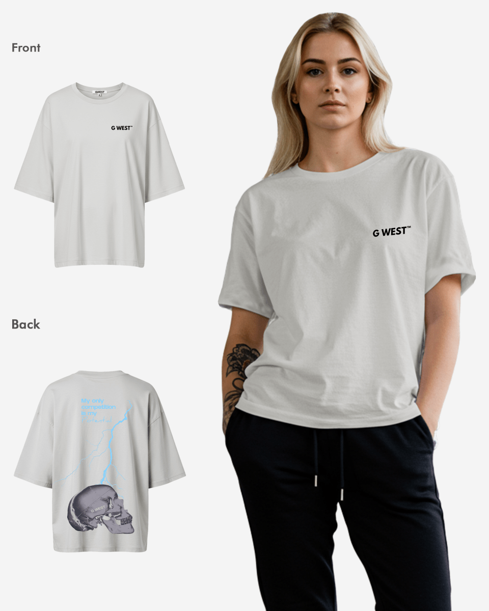 G West Womens Oversized Lighting Skull Tee