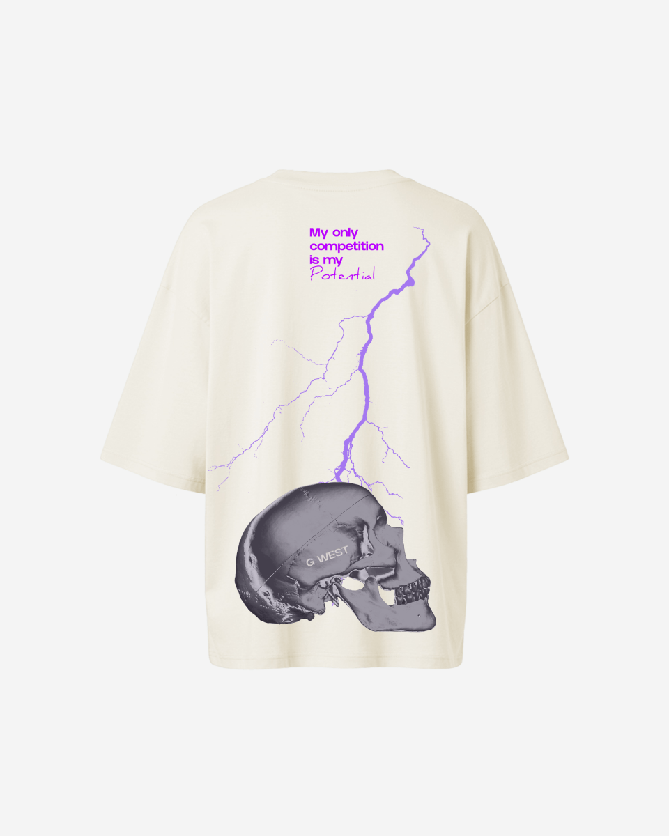 G West Womens Oversized Lighting Skull Tee