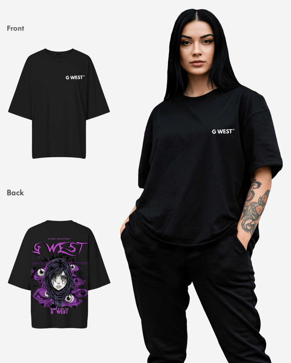 G West Womens Oversized Purple Eye Tee