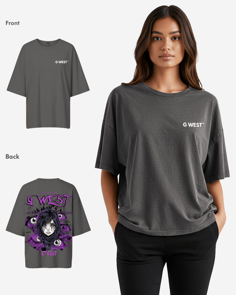 G West Womens Oversized Purple Eye Tee