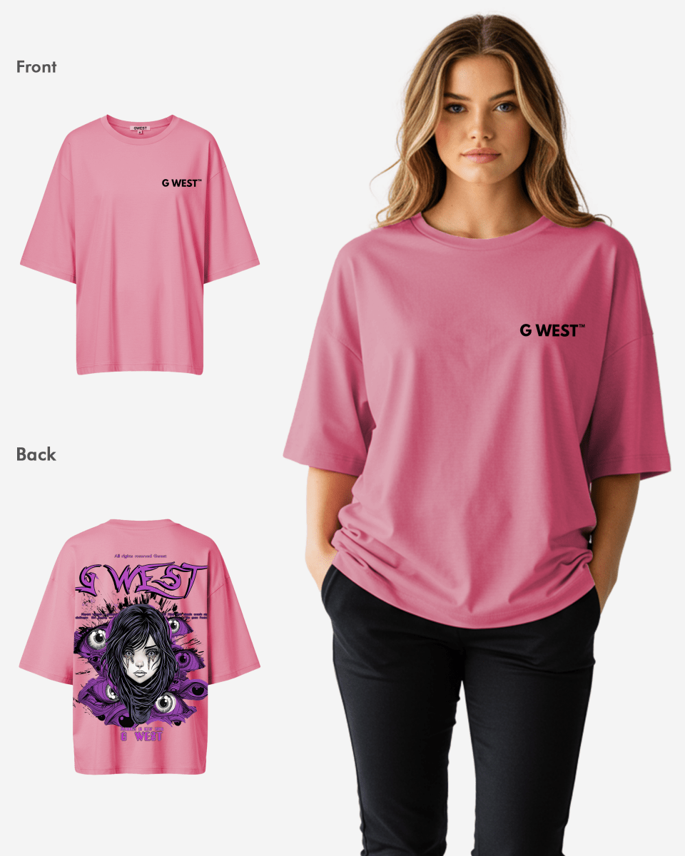 G West Womens Oversized Purple Eye Tee