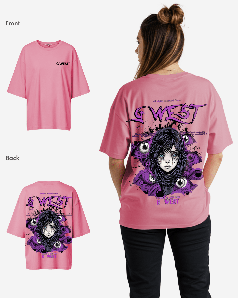 G West Womens Oversized Purple Eye Tee