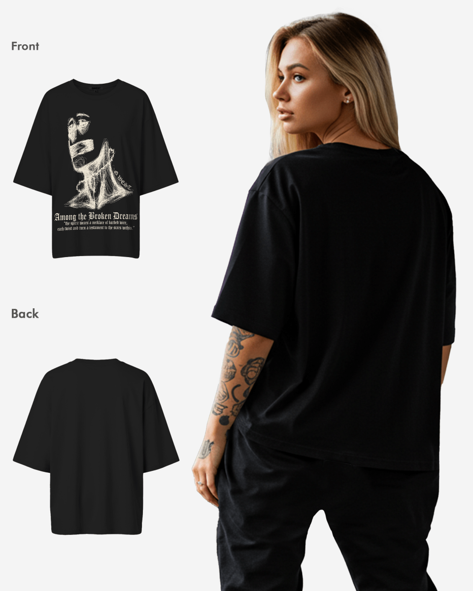 G West Womens Oversized Sinner Black Tee