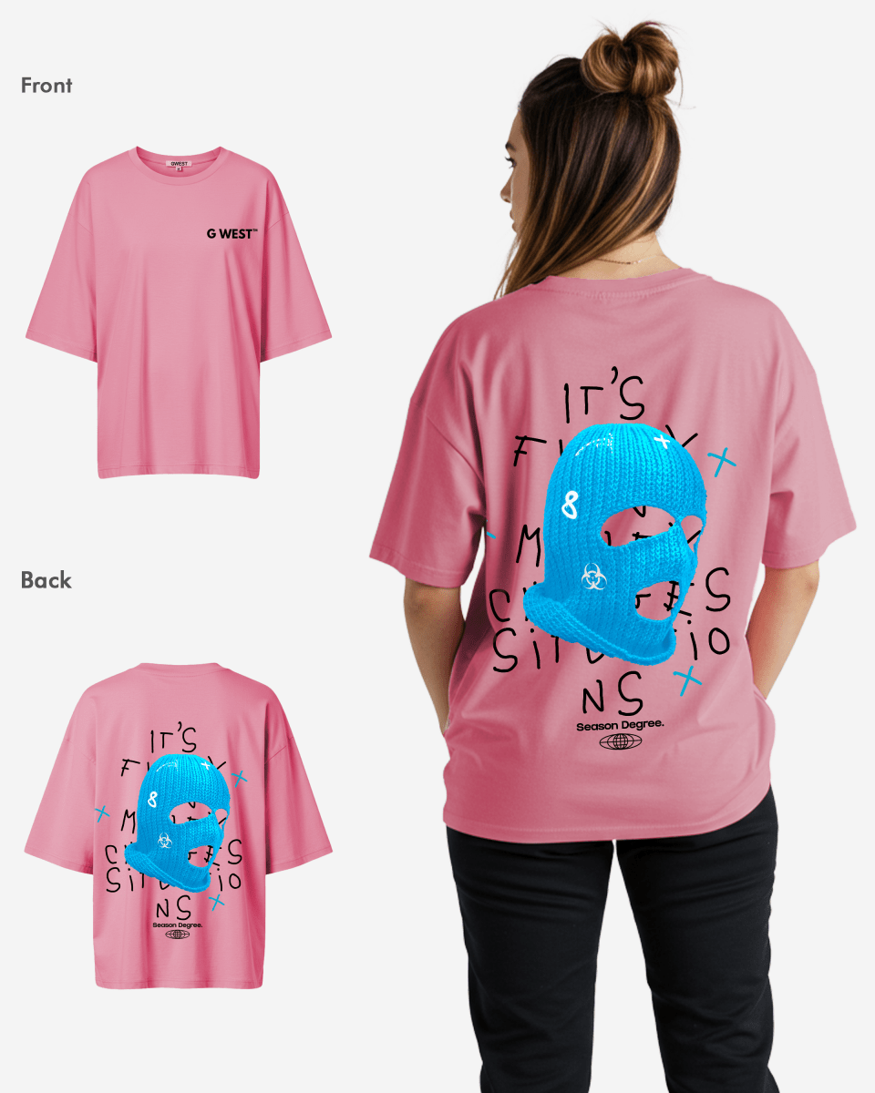 G West Womens Oversized True Blue Ski Mask Oversized Tee