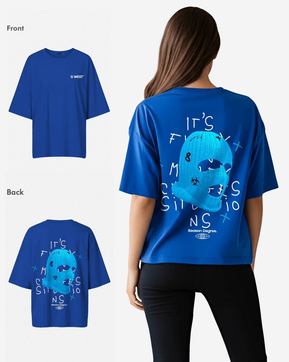 G West Womens Oversized True Blue Ski Mask Oversized Tee