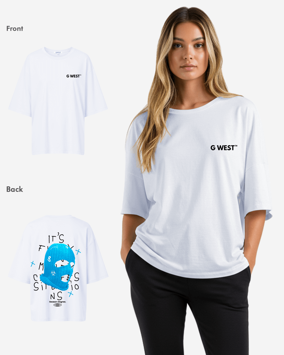 G West Womens Oversized True Blue Ski Mask Oversized Tee