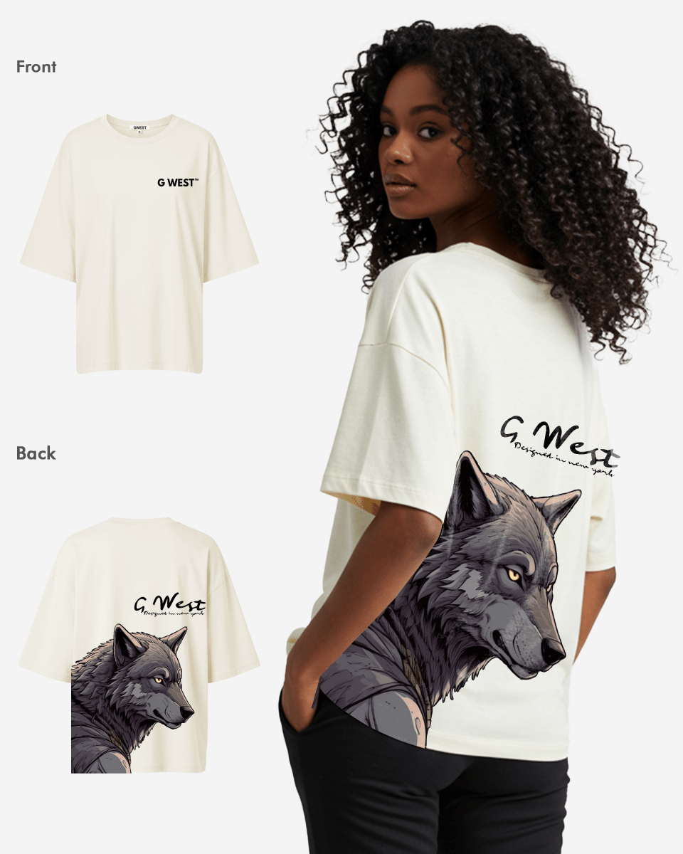 G West Womens Oversized Wolf T Shirt