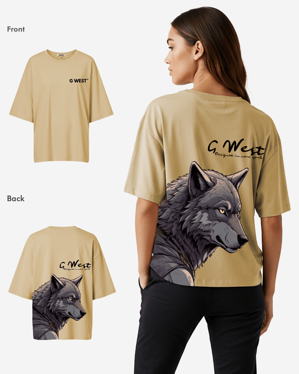 G West Womens Oversized Wolf T Shirt