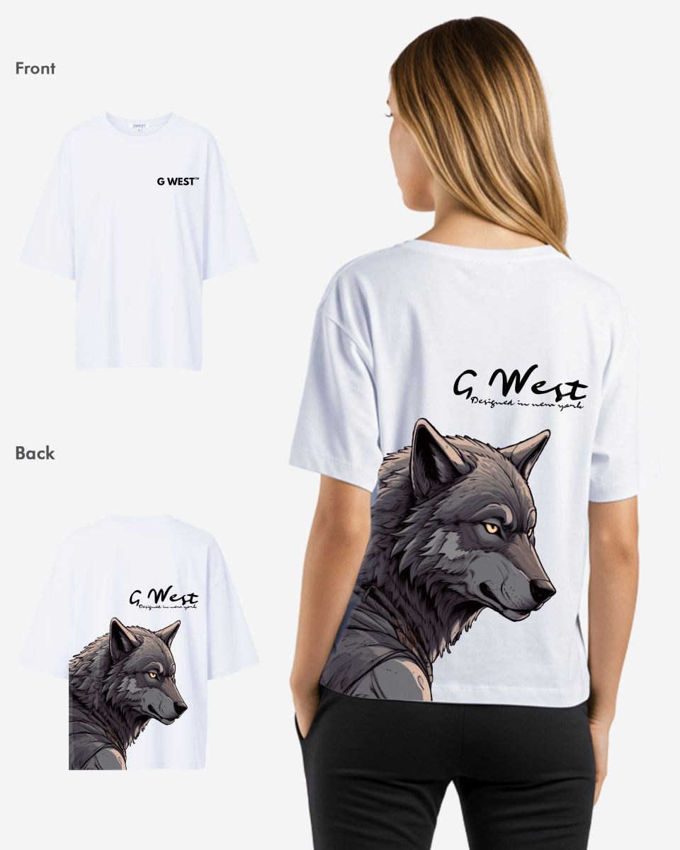 G West Womens Oversized Wolf T Shirt