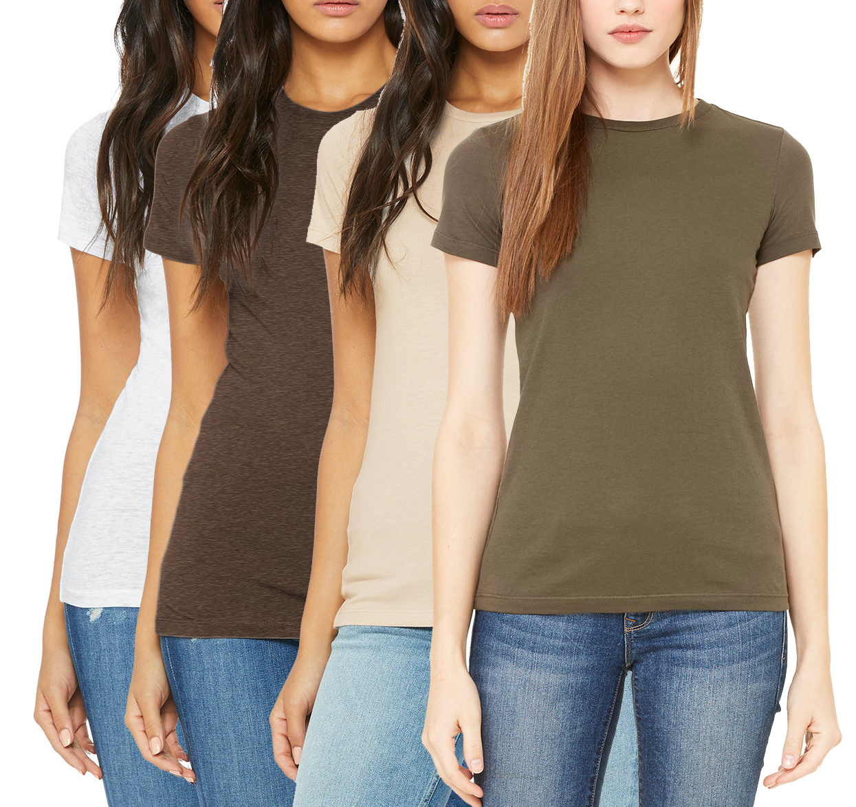 4 Pack Women's Short Sleeve Round Neck T-Shirt