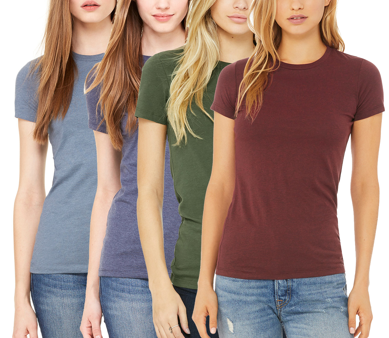 4 Pack Women's Short Sleeve Round Neck T-Shirt