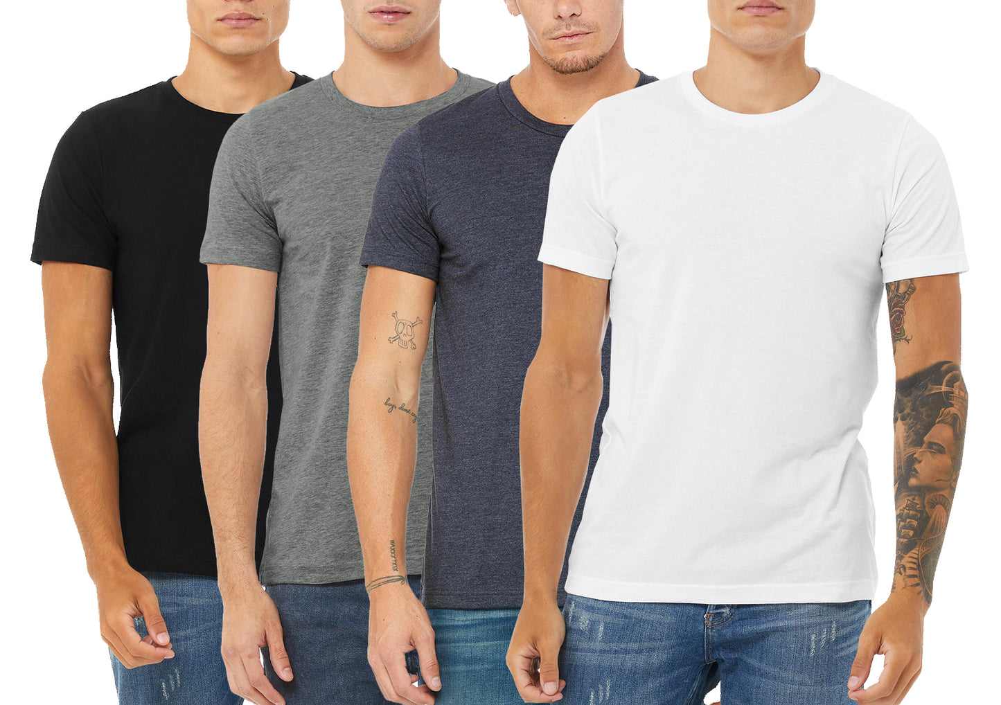 4 Pack Men's Short Sleeve T-Shirt Round Neck