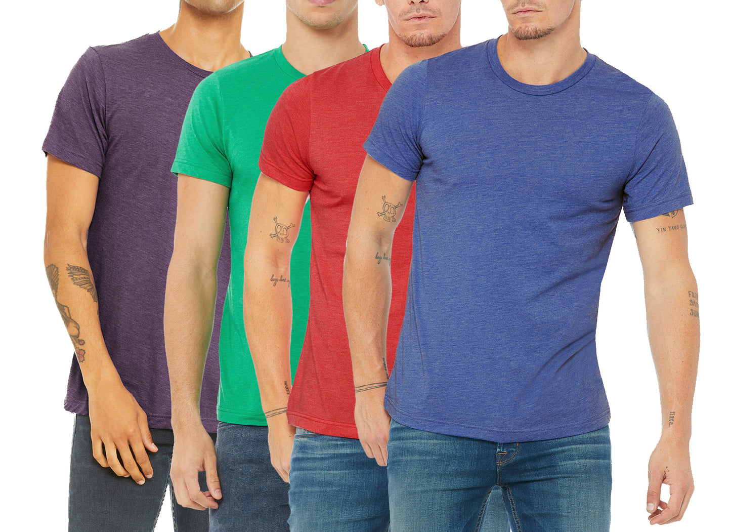 4 Pack Men's Short Sleeve T-Shirt Round Neck