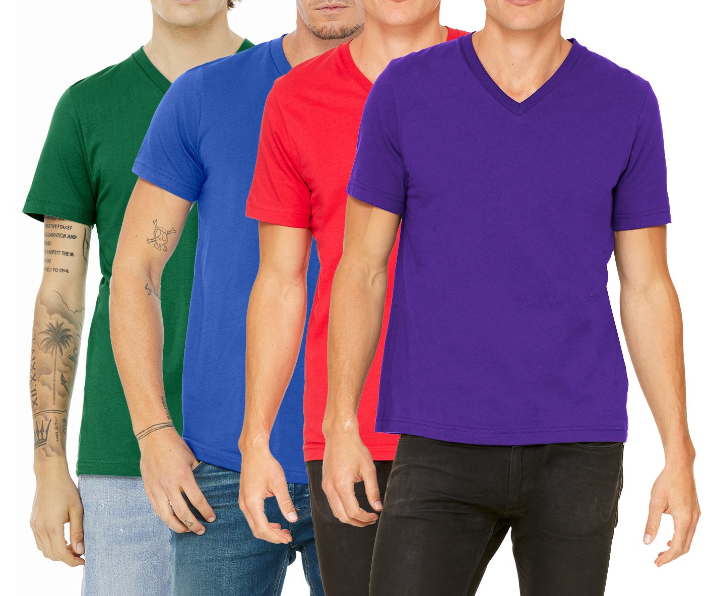 4 Pack Men's Short Sleeve V-Neck T-Shirt
